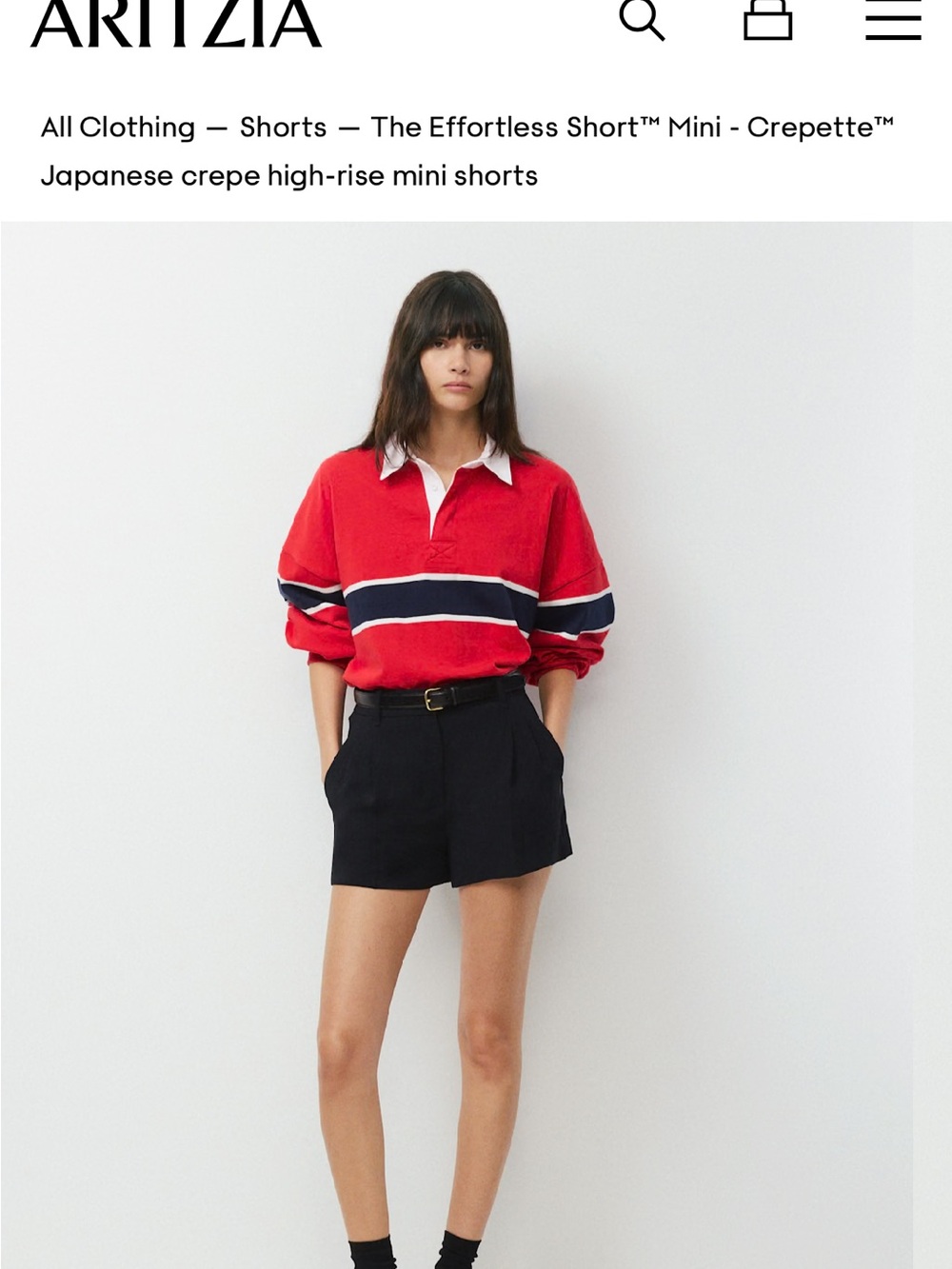 Aritzia High-Rise Tailored Shorts in Black